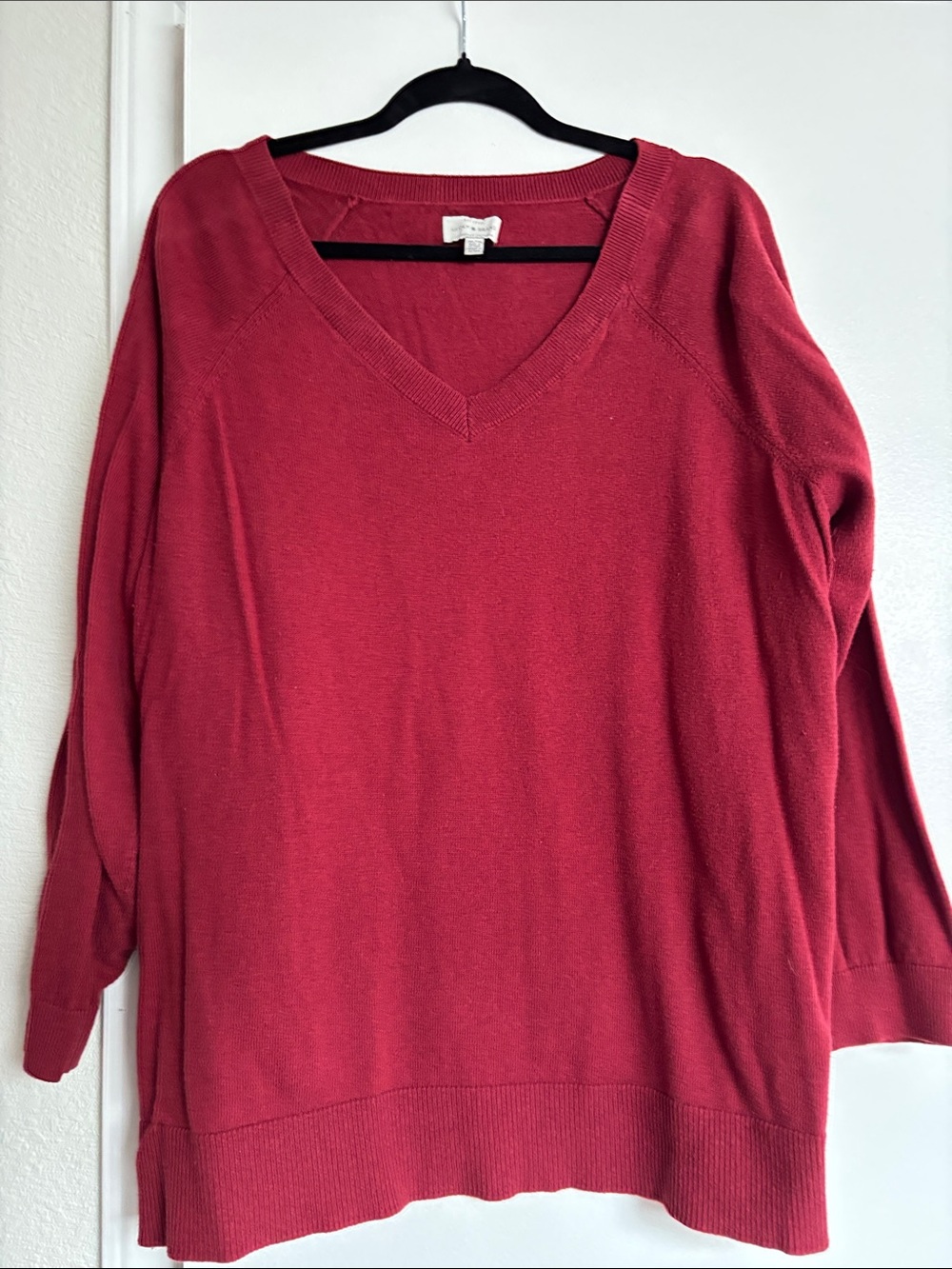 Lucky Brand V-Neck Sweater in Deep Berry